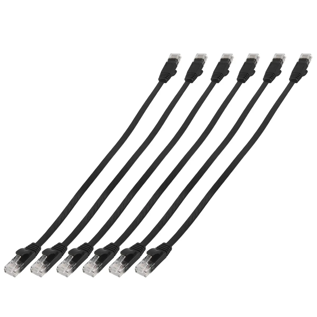 6 Pcs 1ft Flat Cat6 Ethernet Cable, Pure Copper High-Speed Data Lan Wire with Snagless RJ45 Connectors, High Conductivity, Low Interference, Minimal Noise, Enhanced Tensile Strength for Car Interior Accessories, Home Offices