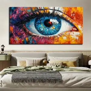 1pc Graffiti Eyes Painting Canvas Frame Wall Art, Oil Painting Style Abstract Wall Decor, Street Art Canvas Painting Suitable for Bedroom Living Room, Framed, Ready to Hang. Ornaments Decoration Artistic Photo