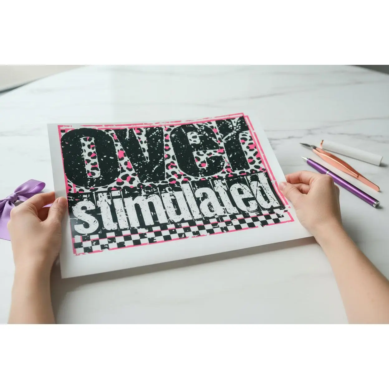Overstimulated Handmade 12x12 Ready-to-Press DTF Transfer
