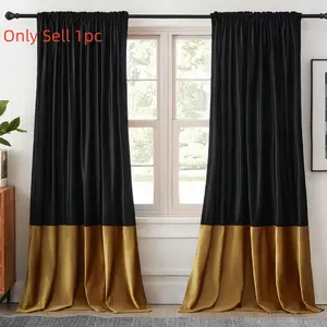 Luxury Gold Velvet Curtains, Minimalist Style Drapes, Light Blocking Rod Pocket Design, Perfect for Bedroom & Living Room Decor, Home Decoration Curtain