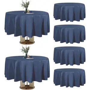 6 Pack Navy Tablecloths 70 Inch-Round for 5 Ft Round Table, Washable Waterproof Stain Resistant Table Cloth, Decorative Table Cover for, Dining Tables, Events