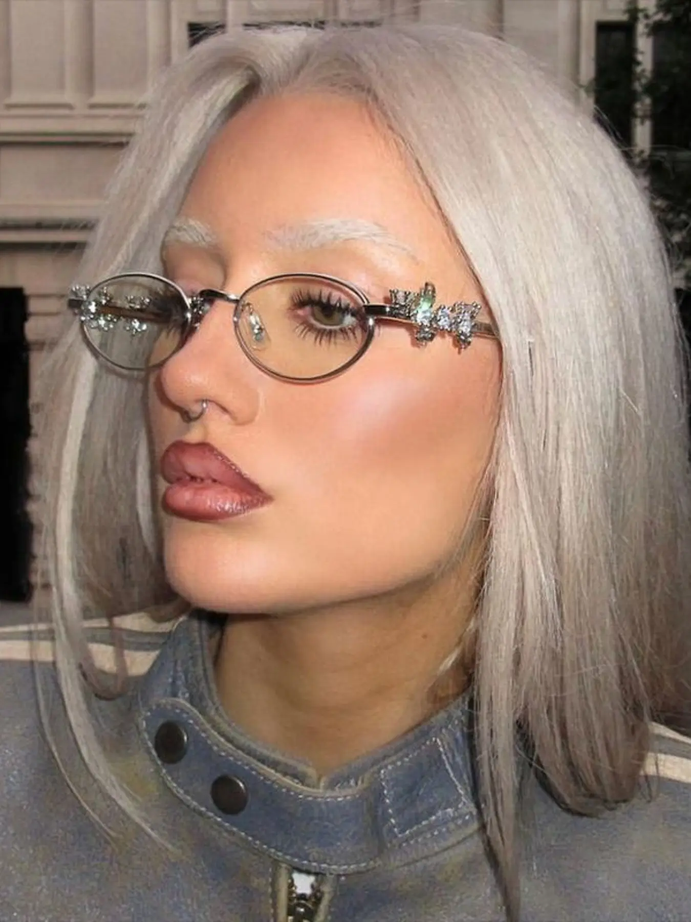 Women's Elegant Rhinestone Decorated Oval Frame Eyeglasses, Trendy Casual Eyeglasses for Everyday Use, Fashion Accessories for Outdoor Activities, Fashion Frames, Fashion Eyewear, Stylish Eyeglass