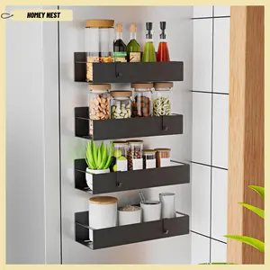 Magnetic Spice Rack for Refrigerator, Magnetic Spice Storage Rack Organizer for Fridge,Magnetic Shelf with Paper Towel Holder, Moveable Kitchen Refrigerator Seasoning Storage Rack Fridge Magnet Organizer, Kitchen Gadgets for Refrigerator, Microwave