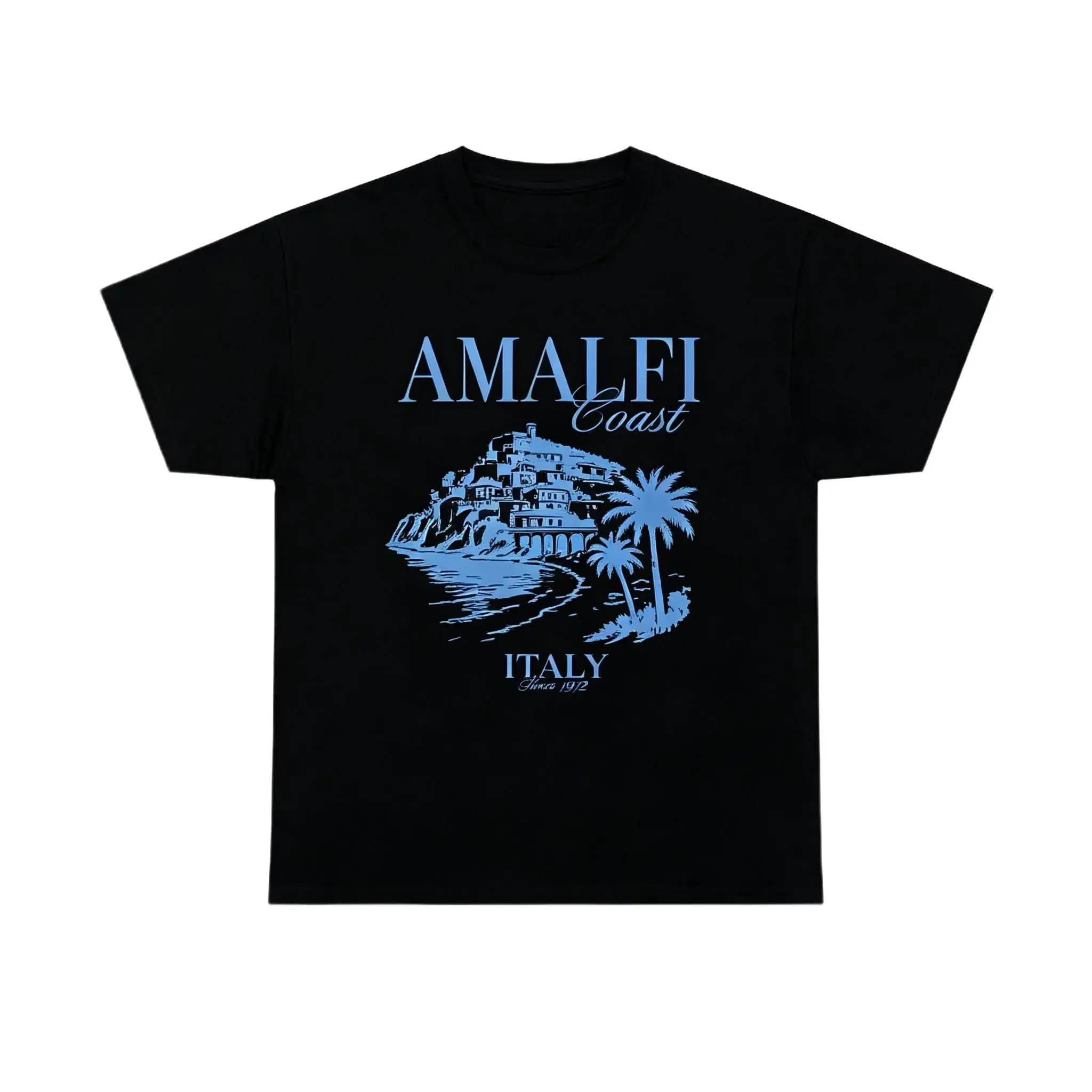 Unisex Vintage Prints Coastal Art - Round Neck Short Sleeve Summer European Vacation Sport Top, Shortsleeve, Artwork Print
