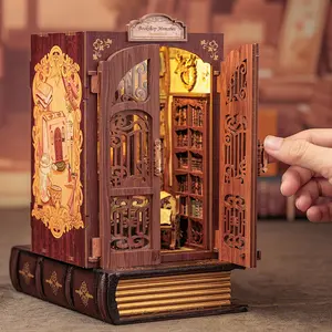 [OWL Bookstore]Book Nook Kit,DIY Miniature House Kit for Bookshelf Decor, Book Nook Kits for Adults & Beginners, 3D Wooden Puzzle Dollhouse, Miniature Furniture, Miniature Set, Ideal Gift for Family and Friends