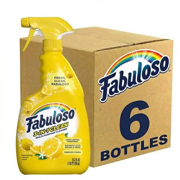 Fabuloso 3-in-1 Clean Spray, Multi-Purpose Cleaner, Refreshing Lemon Scent, 25.3 fl oz (6 Pack)