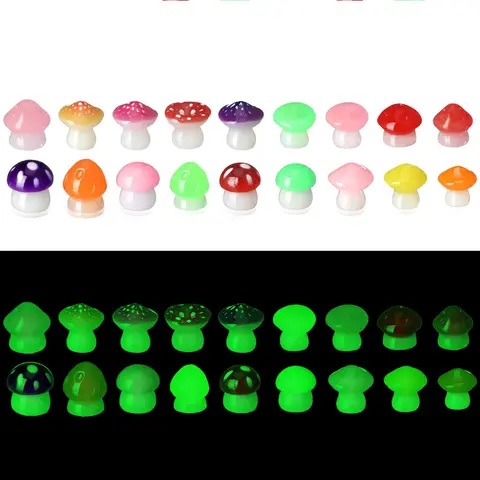 Luminous Mini Mushroom, 36pcs/set Glow in The Dark Mushroom Figurines, Colorful Decorative Mushroom Statue for Indoor Outdoor DIY Micro Bonsai Landscape Garden Accessories, Garden Sculptures Statues