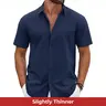 COOFANDY Mens Button Down Shirts Short Sleeve Casual Shirt Cotton Summer Beach Linen Wedding Shirts