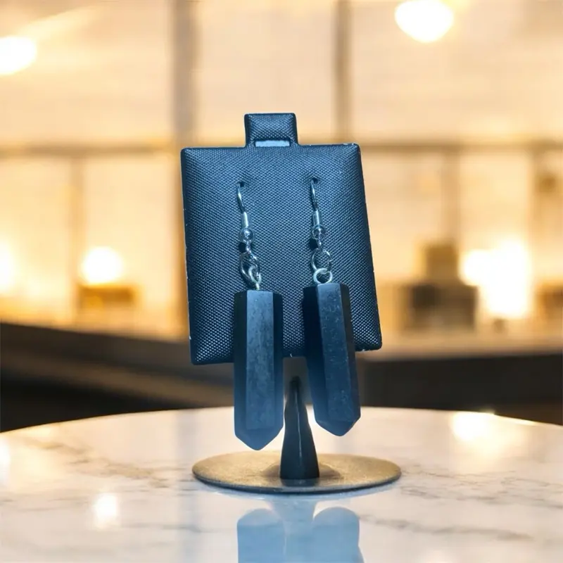 Spooky Season Must-Have Hand-Polished Black Onyx Earrings for Festive Glamour