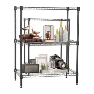 SENROB Heavy Duty Garage Storage Shelves 450 LBS, 3 Tier Adjustable Shelf System Metal Wire Shelfs, Tool-Free NSF for Kitchen Pantry Laundry Room Organization