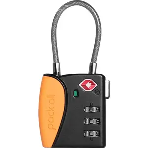 pack all TSA Approved Cable Luggage Locks, 3 Digit Combination Padlocks, Travel Lock for Suitcases & Bag, Alloy Body, Travel Accessories 1 Pack Orange