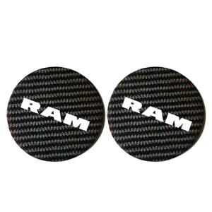 2 Pcs Car Coaster Water Cup Holder, Anti-Slip PU Leather & Carbon Fiber Striped Design, Durable Protection for Dodge RAM Truck Accessories