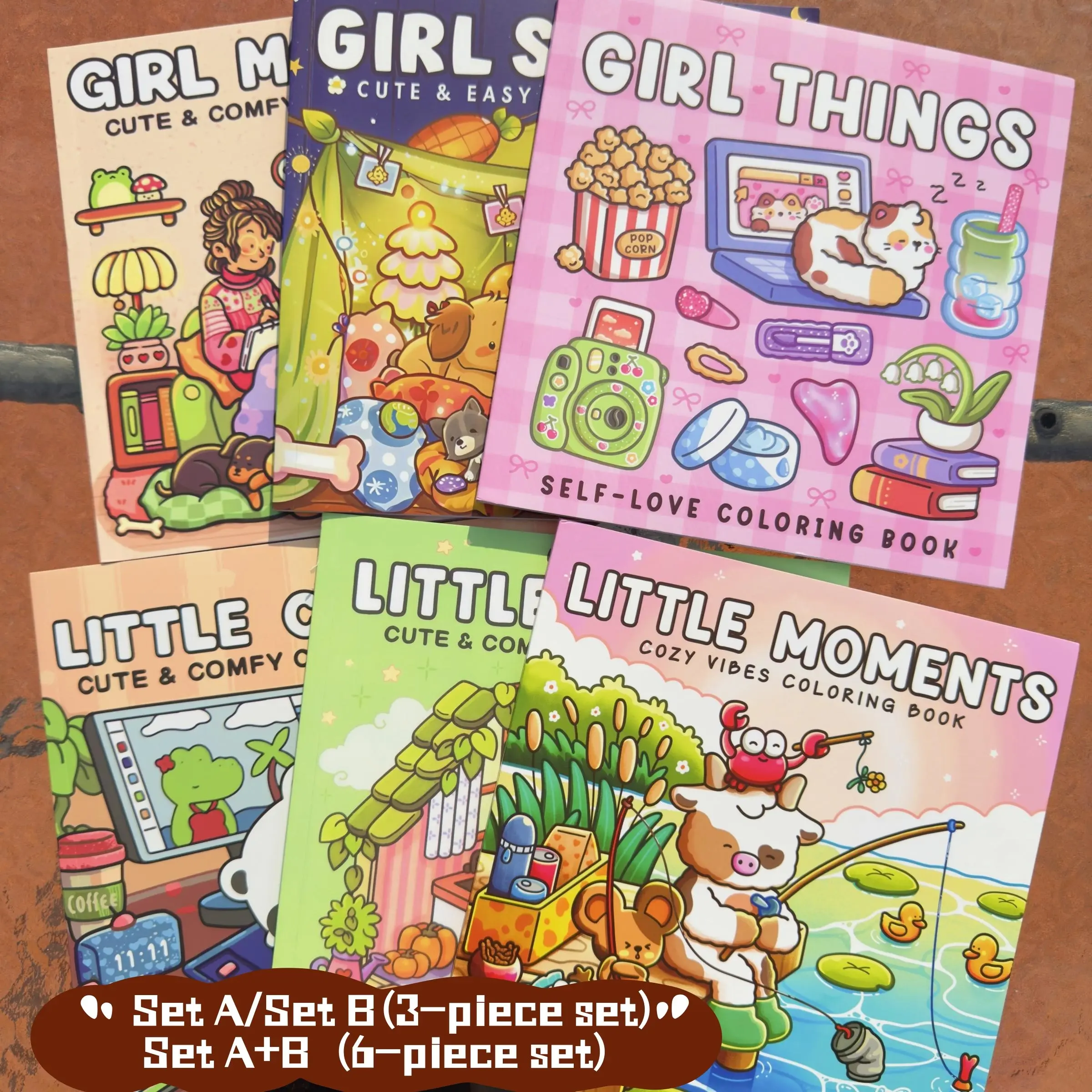 Cute Coloring Book Set, 3/6 Pieces, Rich Patterns, Enjoy Drawing Process, Stress Relief Art, Perfect Gift for Daily Leisure, Graduation, Halloween, Christmas, Doodle Books