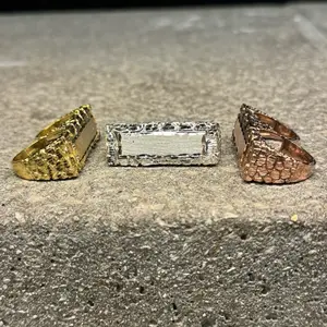 925 Silver Double Finger Nugget Name Plate Ring