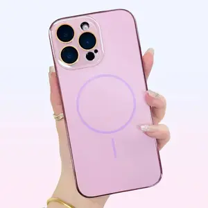 Magnetic Shockproof Matte Case Build in lens protector Anti-Fingerprint Phone Case For iPhone 16 Pro Max cases 15 14 13 12 Pro Max Wireless Cover