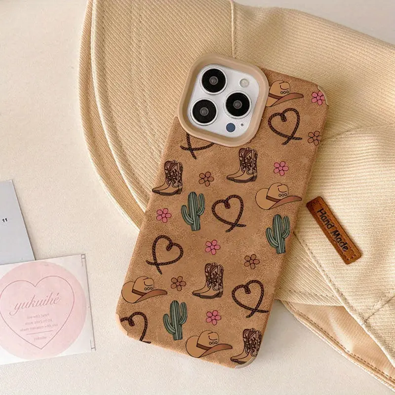 Western Cowboy Print Phone Case for iPhone 17/16/15 Pro Max, 14 Plus,  13/12/11 Pro/Air| TPU + Leather, Anti-Fingerprint Drop Protection Soft Case  - TikTok Shop