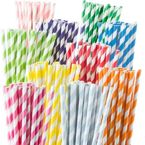 Paper Straws Disposable - 200 Pack - Durable & Non-Soggy Striped Paper Straws for Drinking in 10 Colors -   &  for Parties, Events, Crafts & Everyday Use