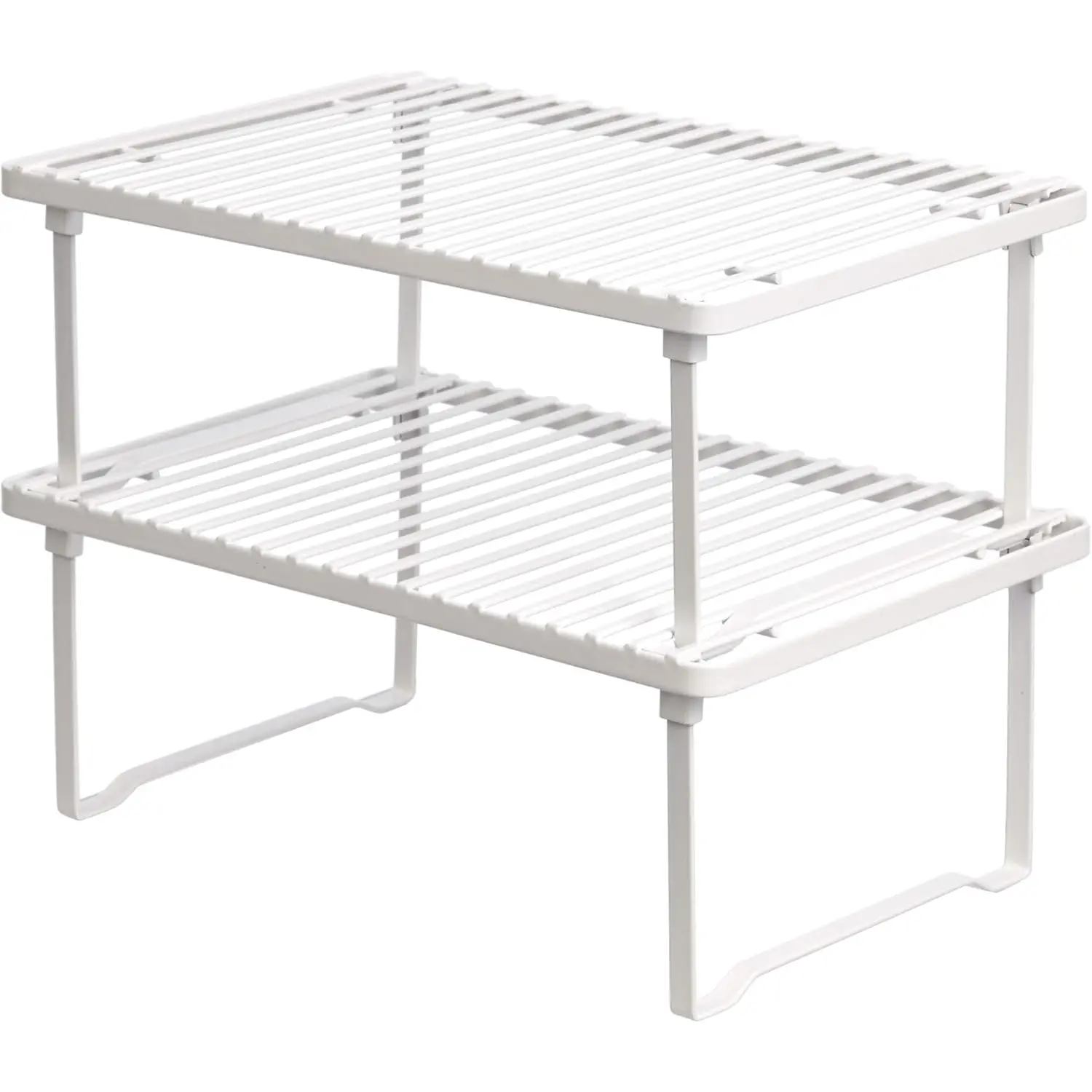 Basics Stackable Metal Kitchen Storage Shelves, Set of 2 - White, 12.5" L X 8" D X 4.5" H Basics