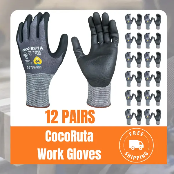 12/24 Pairs COCO RUTA - COCO RUTA Gloves - Work Gloves Ultimate  Foam Nitrile Palm Coated Gloves - Work Gloves COCO RUTA industrial gloves