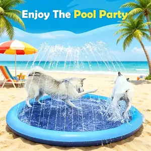Durable PVC Pet Watering Pad, Outdoor Dog Bath Tub with Summer Pool Toy, Foldable Game Bowl for Large Dogs, Cooling Play for Pets, Inflatable Water Sprinkler