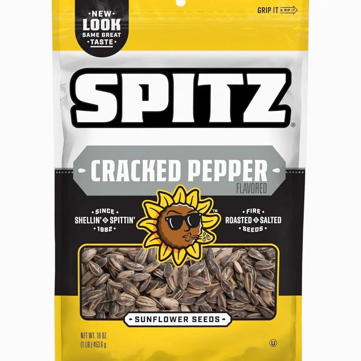 Spitz Sunflower Seeds Pack, Cracked Pepper, 16 Oz Snack Bag