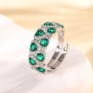 Huabi jewelry copper bottom gold-plated European and American imitation sapphire red corundum ring retro wind diamond ring