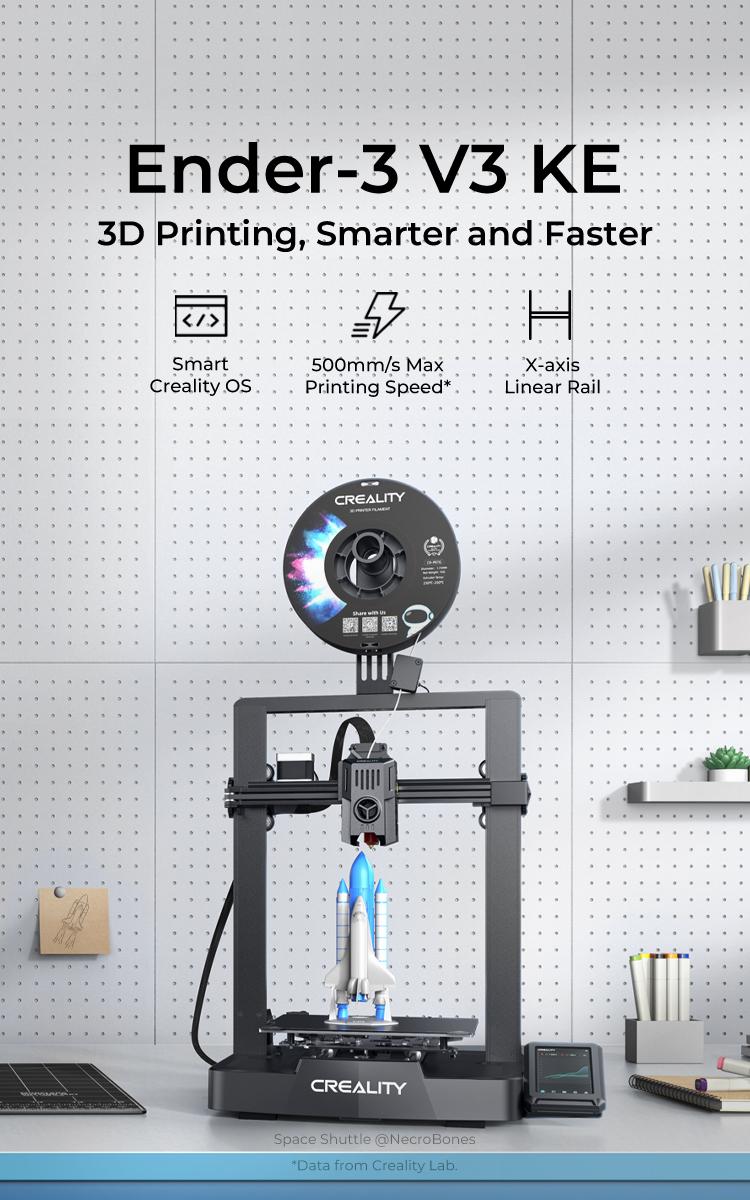 Creality Ender-3 V3 KE 3D Printer - Fused Deposition Modeling Technology, 500mm/s Max Printing Speed and X-axis Linear Rail