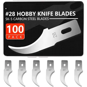 100 Pack Exacto Knife Blades #28, Hobby Knife Blades, Craft Knife Blade Replacement Blade with Storage Box for Craft Scrapbooking Supplies Caving Stencil