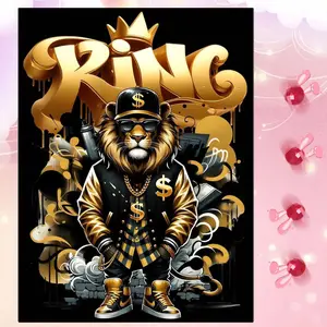 5D DIY Full Drill Round Diamond Painting Kit - Diamond Art Painting Kit Lion, Crown, Graffiti. Mosaic, Canvas - DIY Decorative Painting, Home Wall Decor, Suitable for Halloween and Christmas, Birthday and Anniversary Gifts, Handcraft