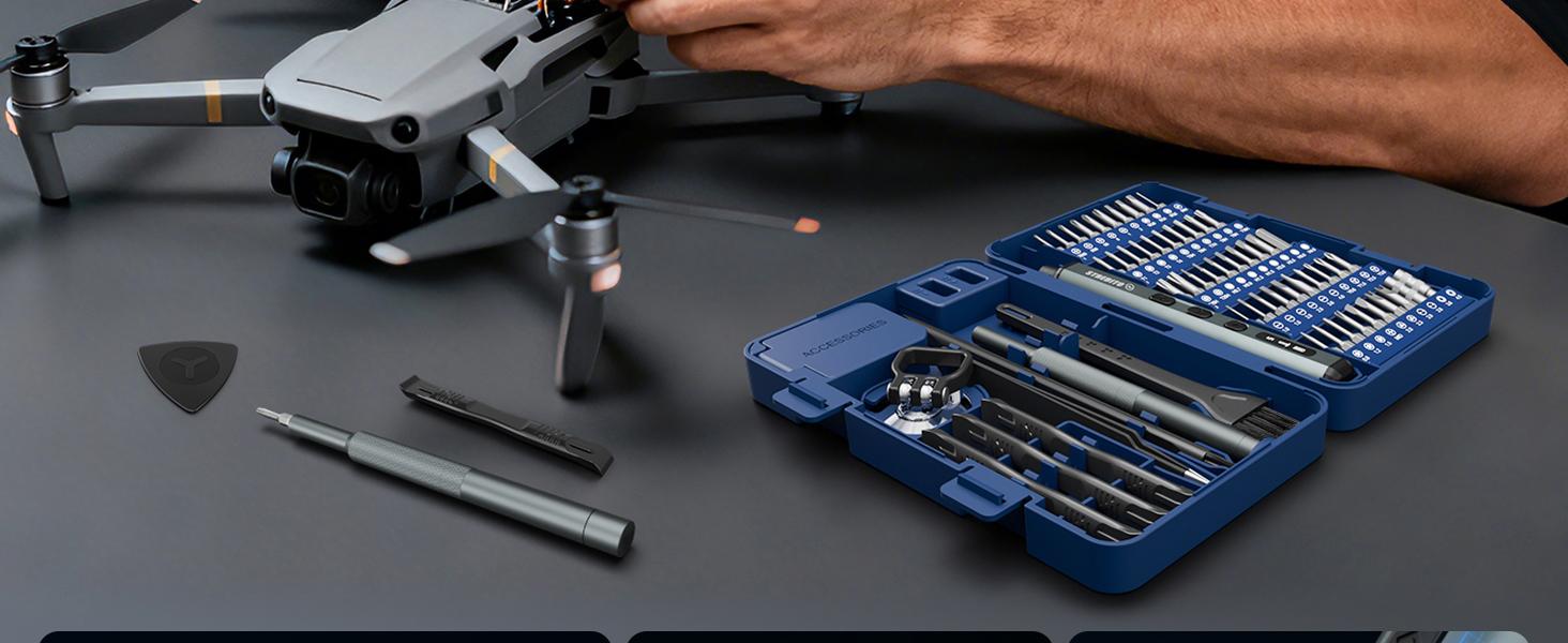 STREBITO Mini Electric Screwdriver Set, 67 in 1 Electric Precision Screwdriver - 50 S2 Magnetic Bits, 5 Torque Settings, 4 LED Lights, Electric Screwdriver Kit for PC Phone Laptop Camera Electronics