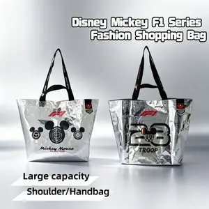 Disney Mickey Mouse F1 Racing Collection Fashion Tote Bag – Lightweight Reusable Shopping Bag with Cute Mickey & Racing Design, Foldable Travel Tote for Grocery, Beach, Work,Holiday Birthday Gift for Fans,Themed Unisex Shoulder Bag for Daily Use
