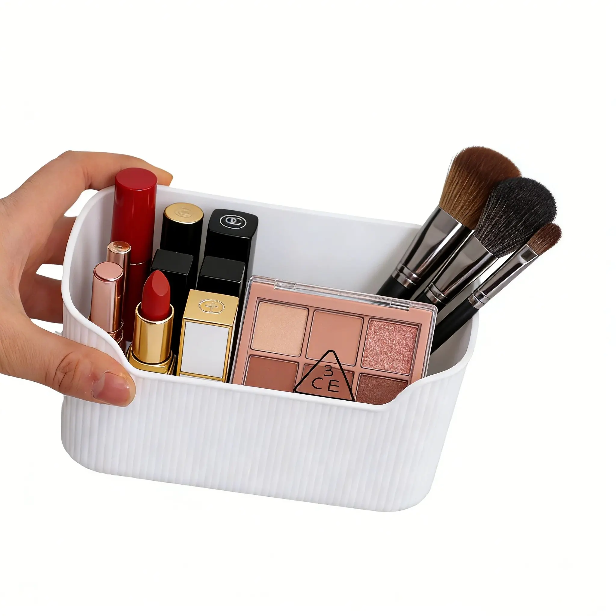 Bathroom Cosmetic Organizer Box, Desktop Skincare Lotion Holder, Space-Saving Makeup Storage Container for Vanity, Countertop, Bathroom & Bedroom, Multi-Compartment Cosmetics Caddy for Brushes, Lotions, Lipsticks & Skincare Products