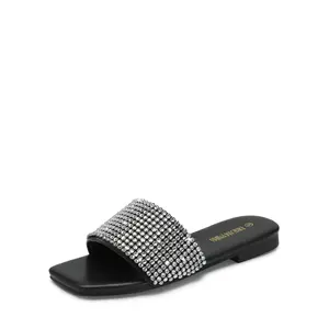 Dream Pairs Women's Rhinestone Sparkly Slip on Slides