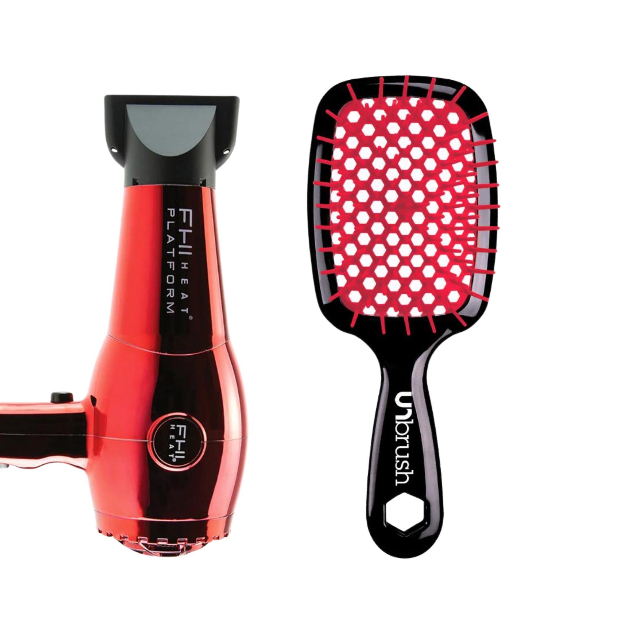 FHI Heat Platform 1900 Drying Duo - 1900 Nano Lite Pro Hair Dryer and UNbrush Detangling Hair Brush Smooth