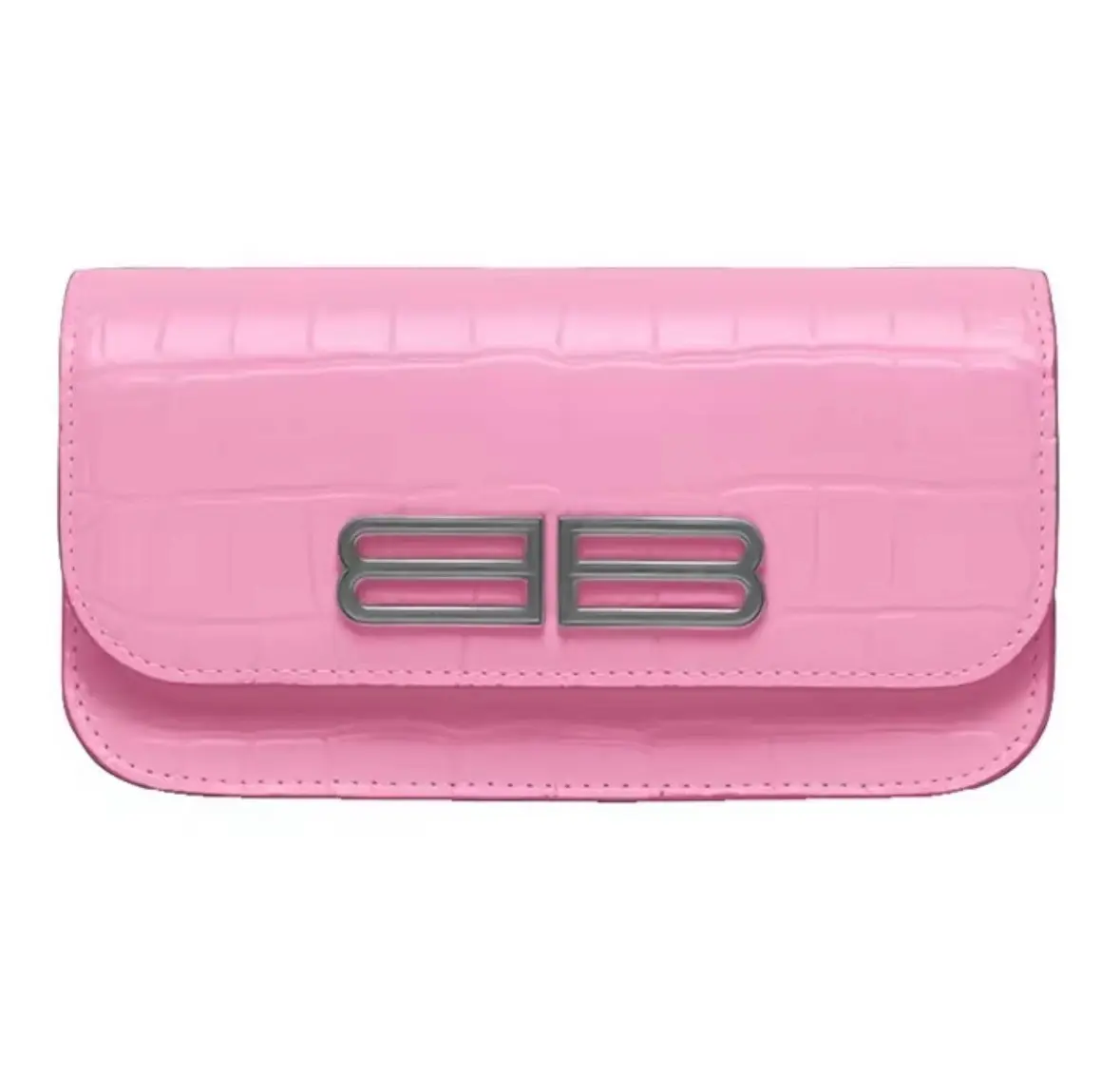 Pre-owned Balenciaga Gossip Series Pink Crocodile Chain Bag（2603387）