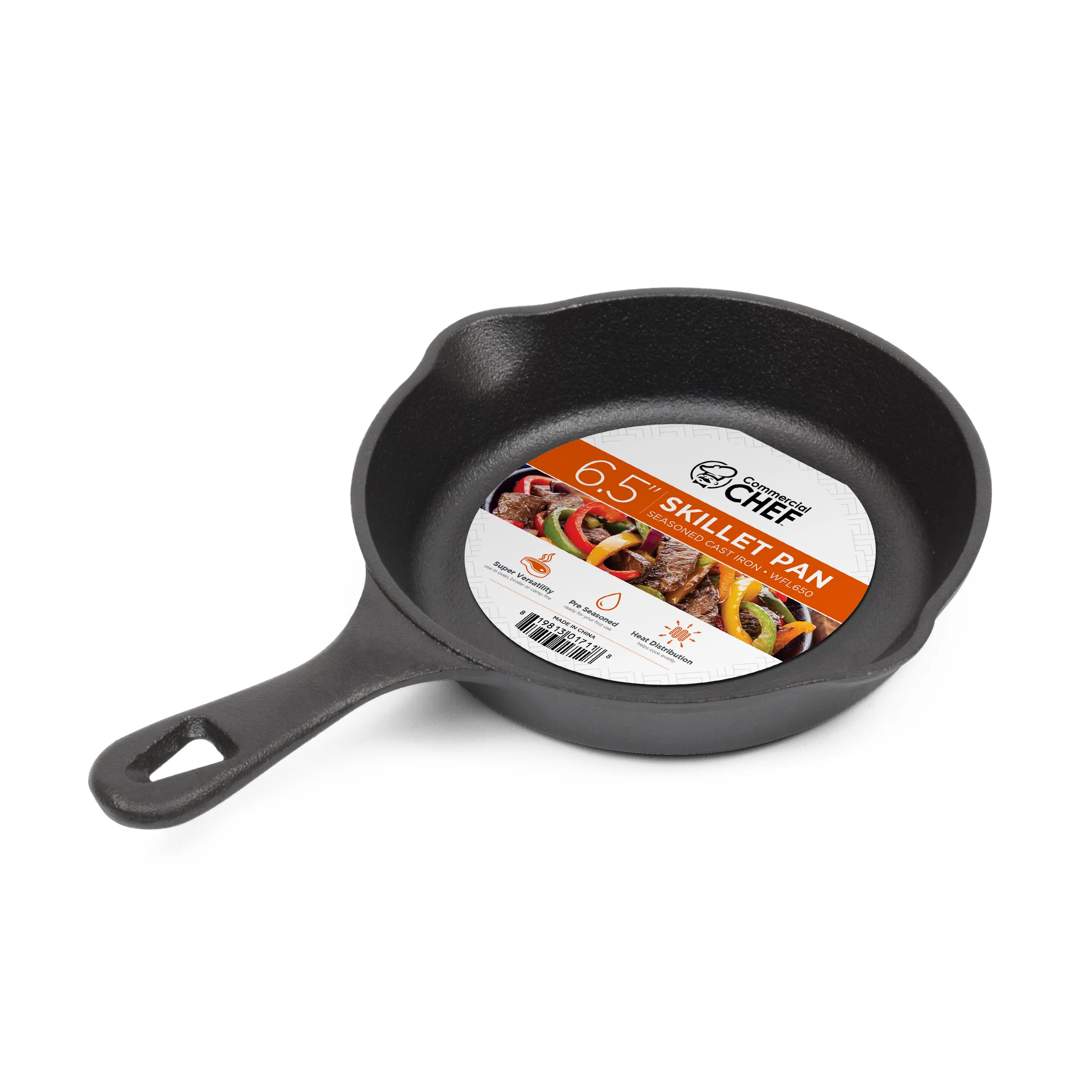 Commercial Chef 6.5-Inch Multifunctional Frying Pan - Compact Cookware Pan, Black, Oven-Safe, Iron Pans & Woks