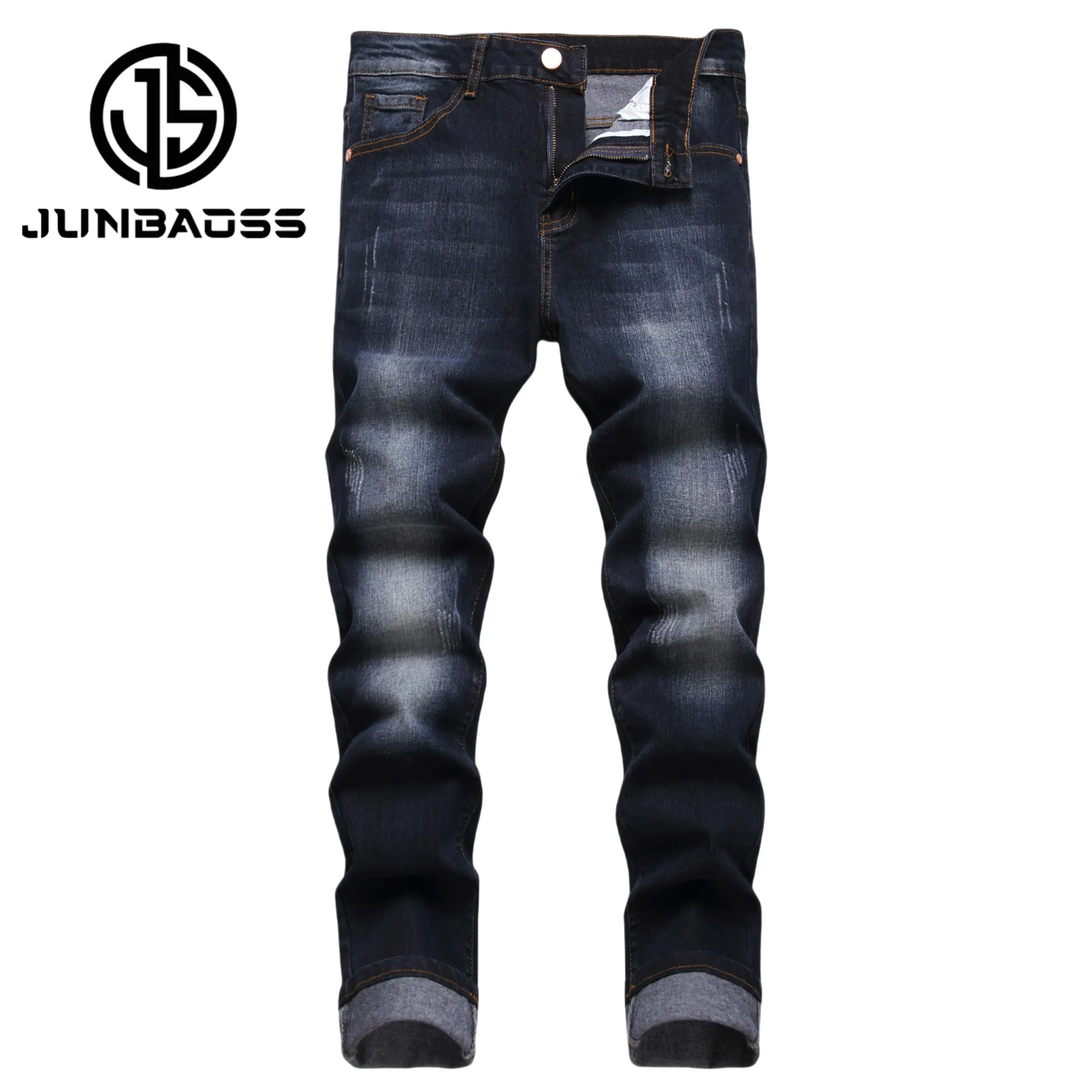 JUNBAOSS Menswear Slim Fit Men's Jeans -Workout White Ripped Distressed Straight Leg Soft Stretch Cotton Pants, Zipper & Button Pockets, Hipster Plain Streetwear Casual Fall Apparel 2026 fashion