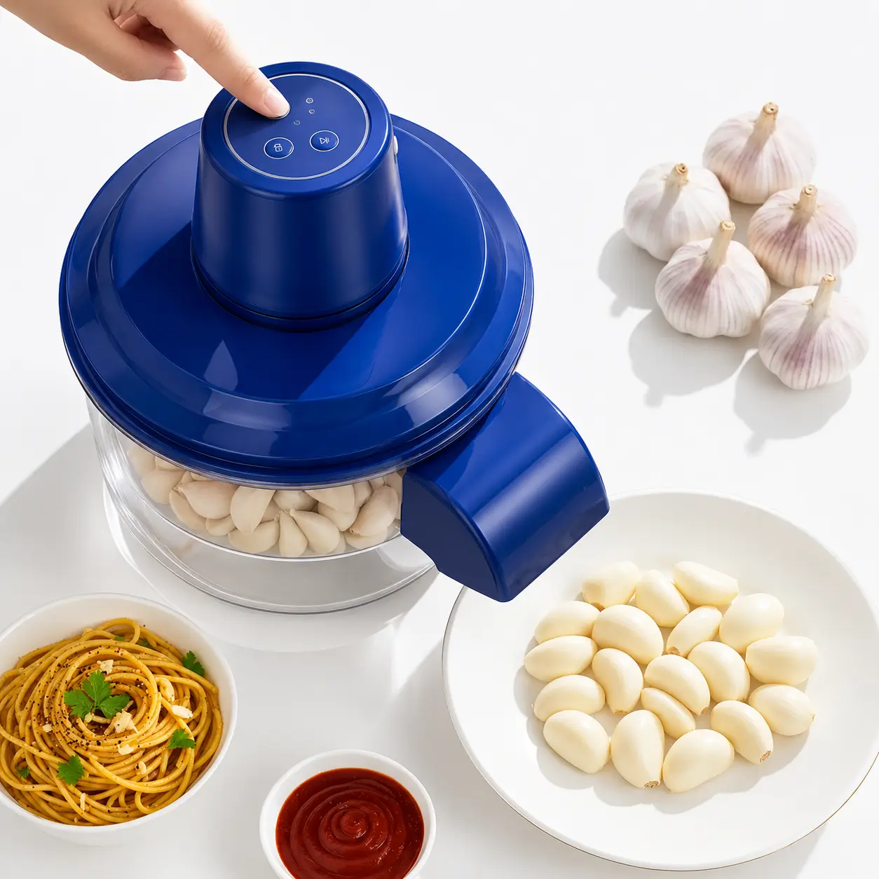 Potato & Garlic Small Fruit Peeling Machine, Automatic Multifunctional Vegetable Peeler, Rechargeable Home Kitchen Aid Peeler, Smart Fruit Peeling Machine, Durable Vegetable Slicer, Blue Kitchen Utensil, New Year & Holiday Gift
