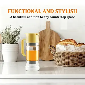 UFORU Glass Honey Dispenser, No-Drip Honey Jar with Comfortable Handle, Leak-Resistant Glass Honey Container for Breakfast Table, Toast, Pancakes and Waffles