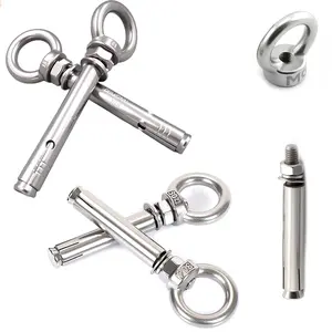 /" X /" Heavy Duty Concrete Anchors,Stainless Steel Concrete Anchors Eye Bolt Eyebolt Anchor Wall Concrete Brick Anchor Expansion Bolts Ring Screw Eyes,Pack