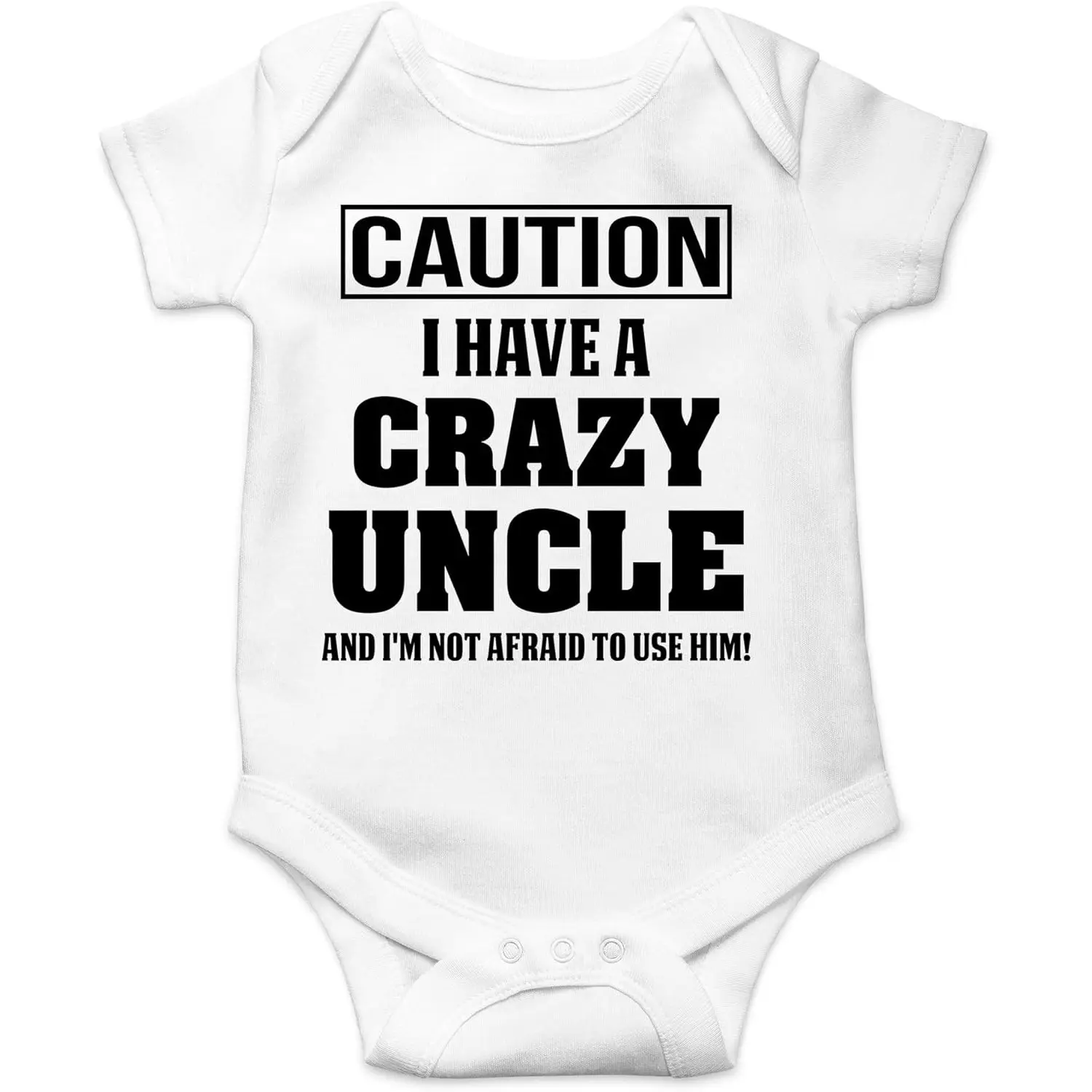100% Cotton Infant Bodysuit - Boys' Funny "Caution I Have A Crazy Uncle" Newborn Jumpsuit Top, Adorable Baby Shower & Gift Item, Baby Items, Boy Clothes, Newborn Onesies, Onesie Bodysuit, Infant Outfit, Easy Change, One-Piece