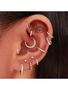 6Pcs Septum Rings 16G 18G Surgical Steel Nose Rings Hoop for Women Cartilage Hoop Earring Clicker Septum Jewelry CZ Opal Hinged Nose Ring Lip Helix Daith Rook Tragus Nose Piercing Jewelry