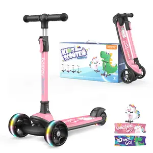 Besrey Kids Scooter Foldable & Adjustable (3-15Old) LED Glow Wheels +Handlebars | Aircraft-Grade Aluminum Frame Indoor/Outdoor Safe Ride scooter