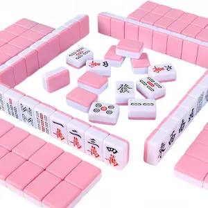 Portable Mahjong Set, Travel Mahjong Set, Boxed Board Game, Complete Mahjong Set, 144 Tiles - Portable Traditional Family Game Mini Travel Mahjong Set, Includes Dice, Storage Bag, and Plastic Tiles Ruler