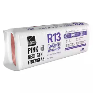 OWENS CORNING R13 15 in. x 93 in. Unfaced Fiberglass Insulation Batt 107SQ FT