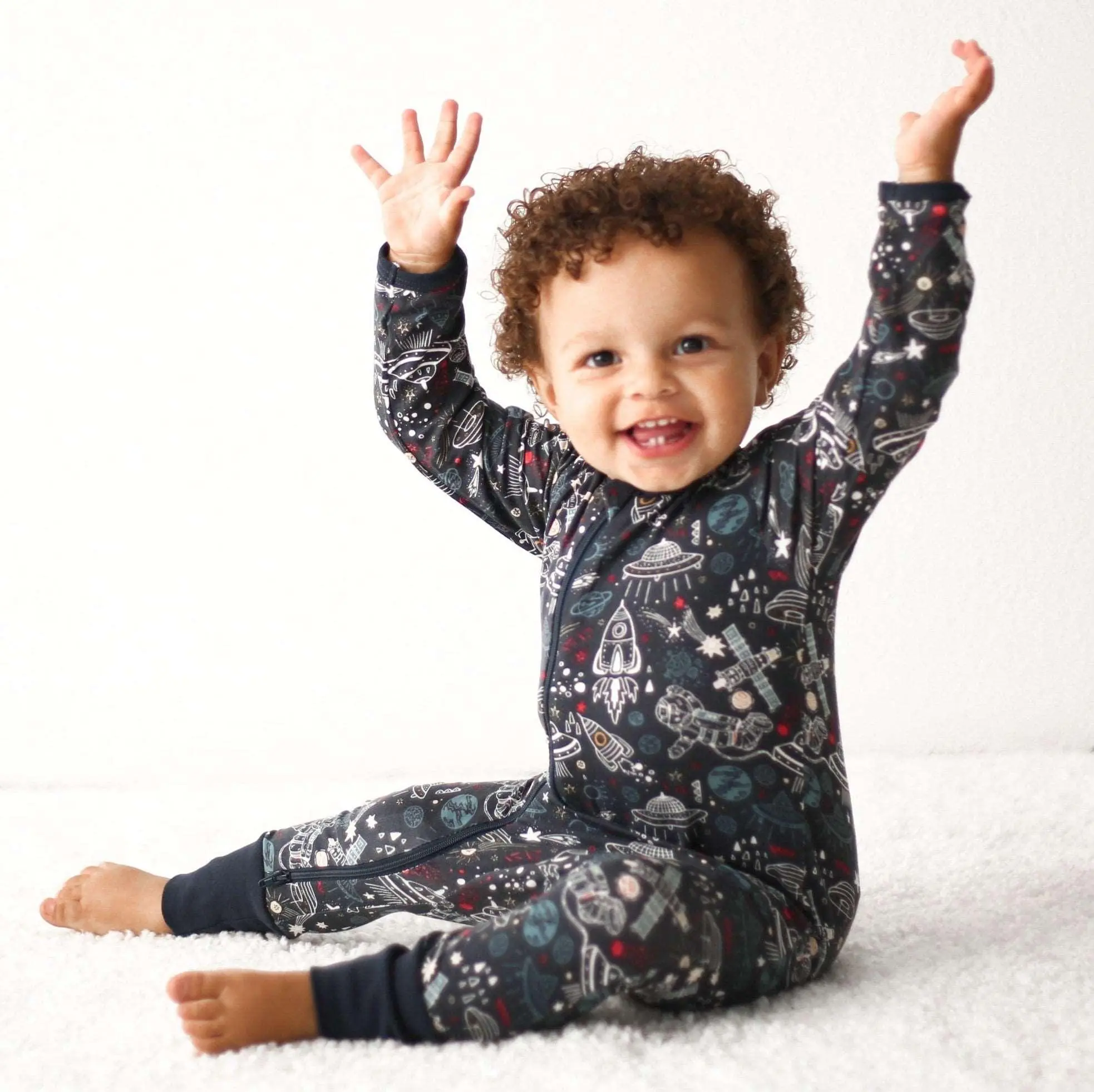 Bestaroo Cosmic Dreams Midnight Romper Coverall, Soft Modal 95/5, Dual 2-Way Zipper, Cuffed Ankles, Snug Fit Sleep & Play, Newborn-Toddler