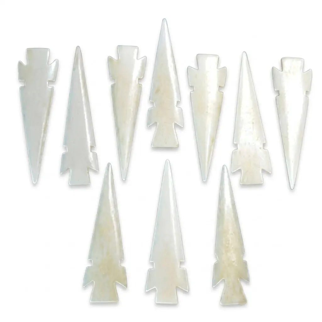 Bone Arrowhead Charms Set of 10 — 3 Inch Carved Amulet Talisman Set