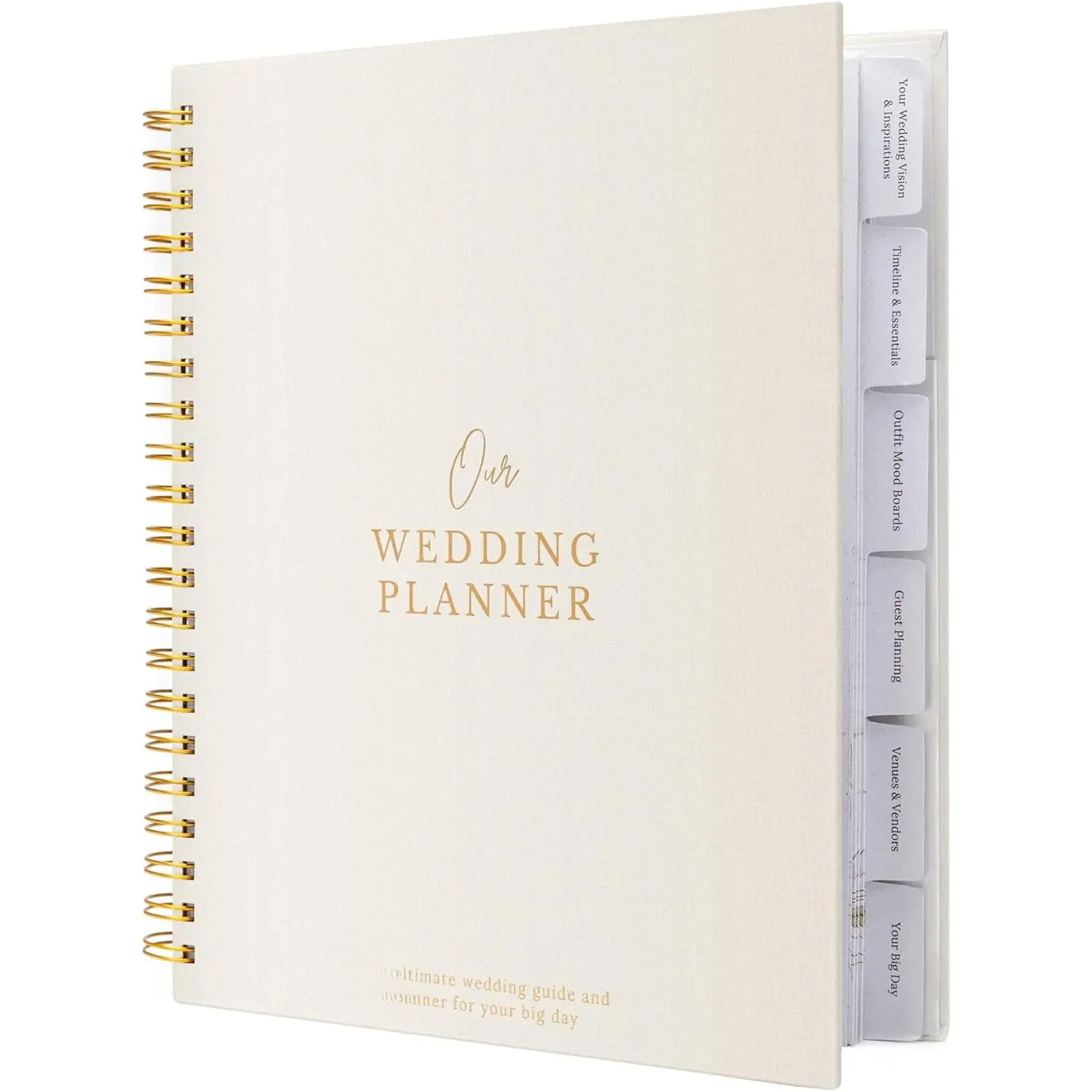Comprehensive Wedding Planner Book and Organizer for the Bride - Linen Wedding Planning Book, Engagement Gifts for Women, Bride To Be Gifts, Wedding Notebook, Wedding Planner for Bride (Cream)