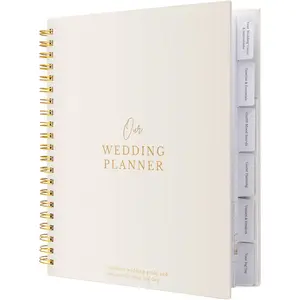 Comprehensive Wedding Planner Book and Organizer for the Bride - Linen Wedding Planning Book, Engagement Gifts for Women, Bride To Be Gifts, Wedding Notebook, Wedding Planner for Bride (Cream)