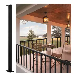 VEVOR Cable Rail Post Level Deck Stair Post 36 X 1.5 X 1.5 Cable Handrail Post Stainless Steel Brushed Finishing Deck Railing DIY Picket without Hole Stair Railing Kit with Mount Bracket Black Does not apply